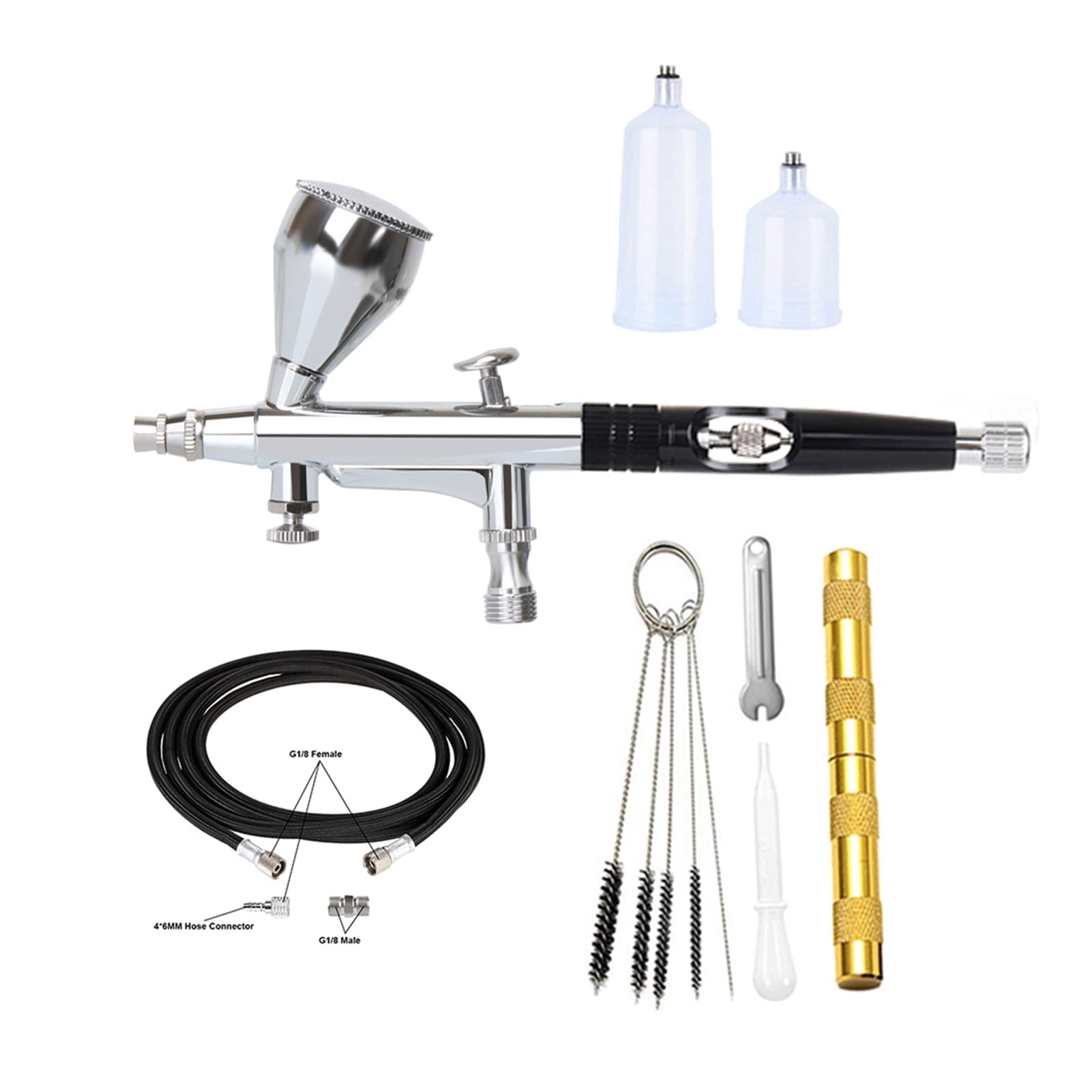 Dual Action Airbrush Gun 20 40CC 0.3MM Spary Pen Clean Kit Hose Black Red Blue Color ,Versatile applications
