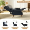 thumbnail image 3 of Vegan Leather Manual Recliner Set of 2 Roll Arm Nailhead Wood Leg Living Room Navy, 3 of 8