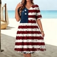 thumbnail image 2 of Lopecy-Sta Womens Dresses Short Sleeve V Neck Distressed American Flag Print A Line Midi Dress Casual Summer Patriotic Beach Party Dress, 2 of 8