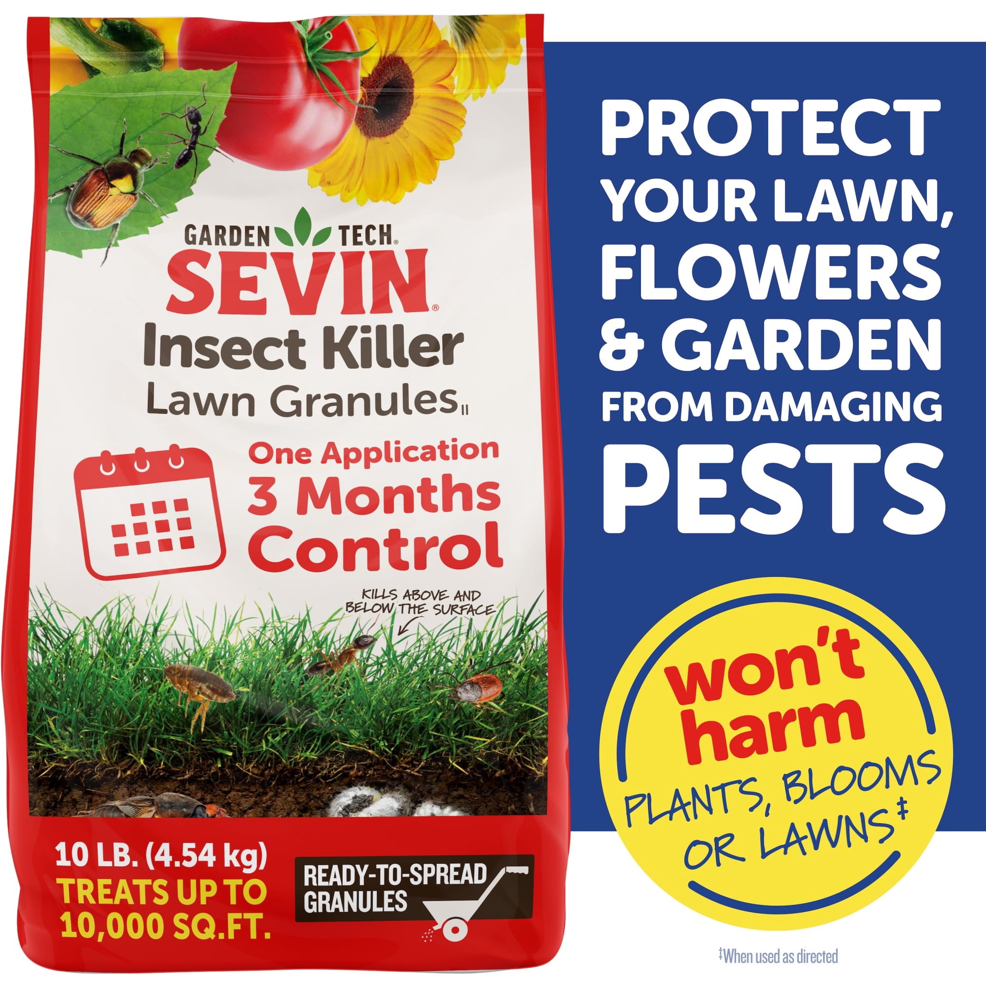 Sevin Insect Killer Outdoor Lawn Granules; 10 lb Bag Treats up to 10,000 Sq. ft.