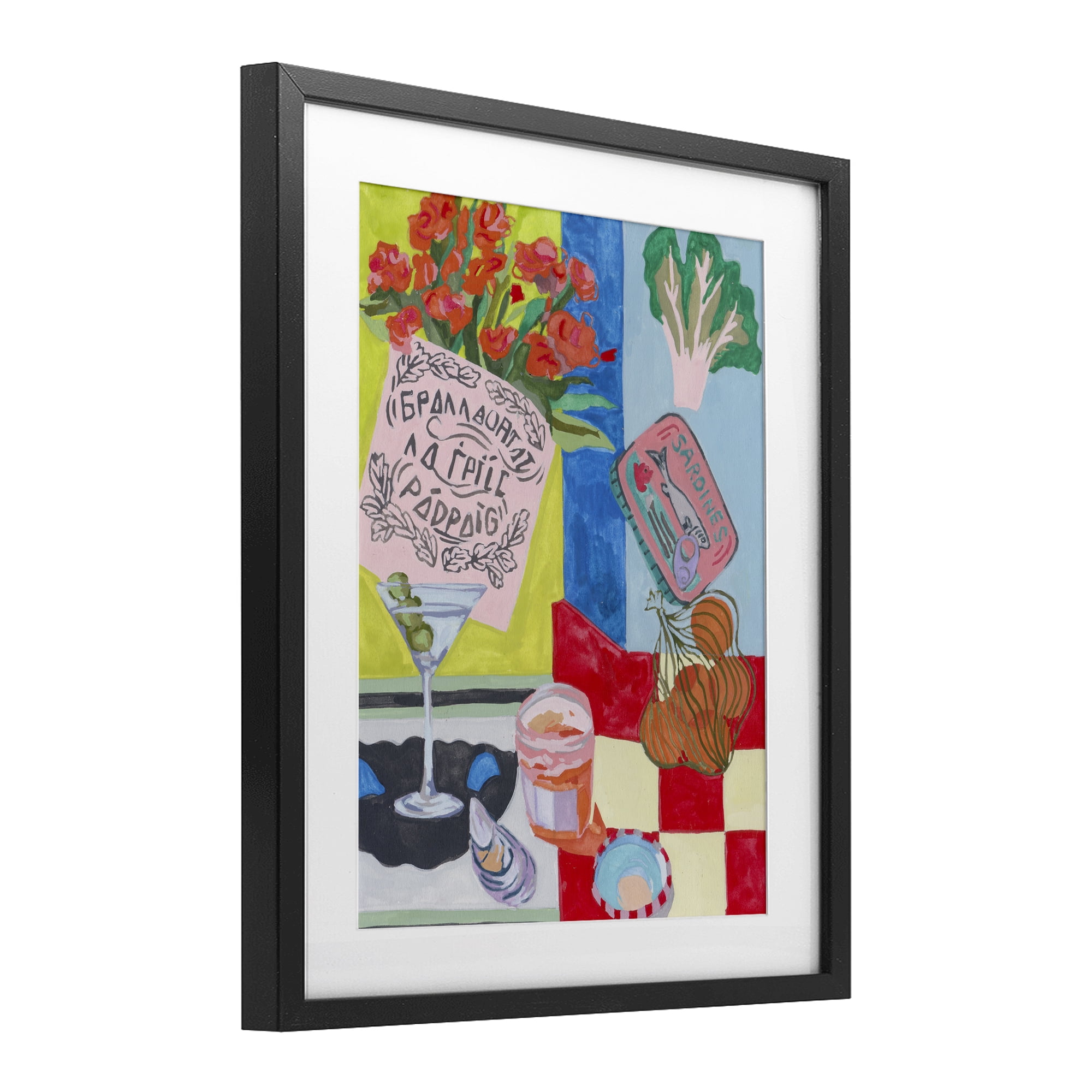 Stupell Industries Kitchen Checkered Still Life Black Framed Print Under Glass, design by Melissa Wang