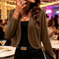 thumbnail image 5 of Hxshgdsn Women's Corduroy Cropped Cardigan, Long Sleeve Textured Button Up Shrug, Solid Color Casual Sweater（Khaki/2XL), 5 of 7