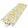 thumbnail image 2 of 2'x6' Rug Runners for Hallways Kitchen, Yellow Flowers Non Slip Entryway Beside Floor Carpet Runner, Farmhouse Watercolor Florals Grey Leaves Laundry Room Bedroom Throw Rugs Mat for Family Pet, 2 of 8