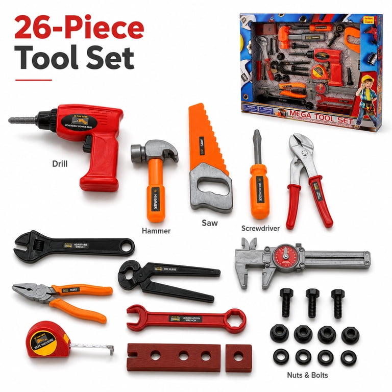 Blue Block Factory 26-Piece Kids Pretend Tool Set photo 7