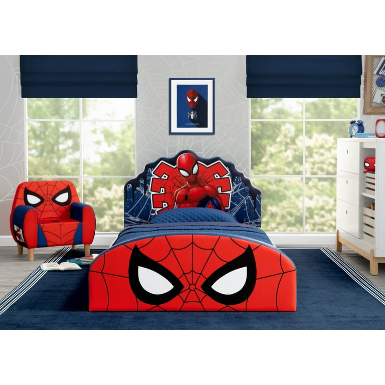 Marvel Spider-Man Upholstered Twin Bed by Delta Children, Red/Blue