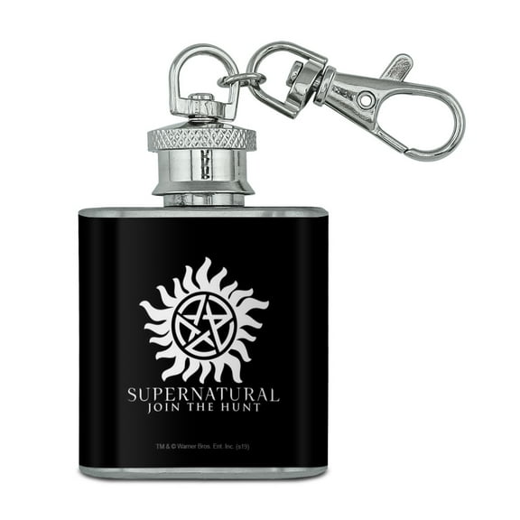 Supernatural Anti Possession Symbol Stainless Steel 1oz Mini Flask Key Chain