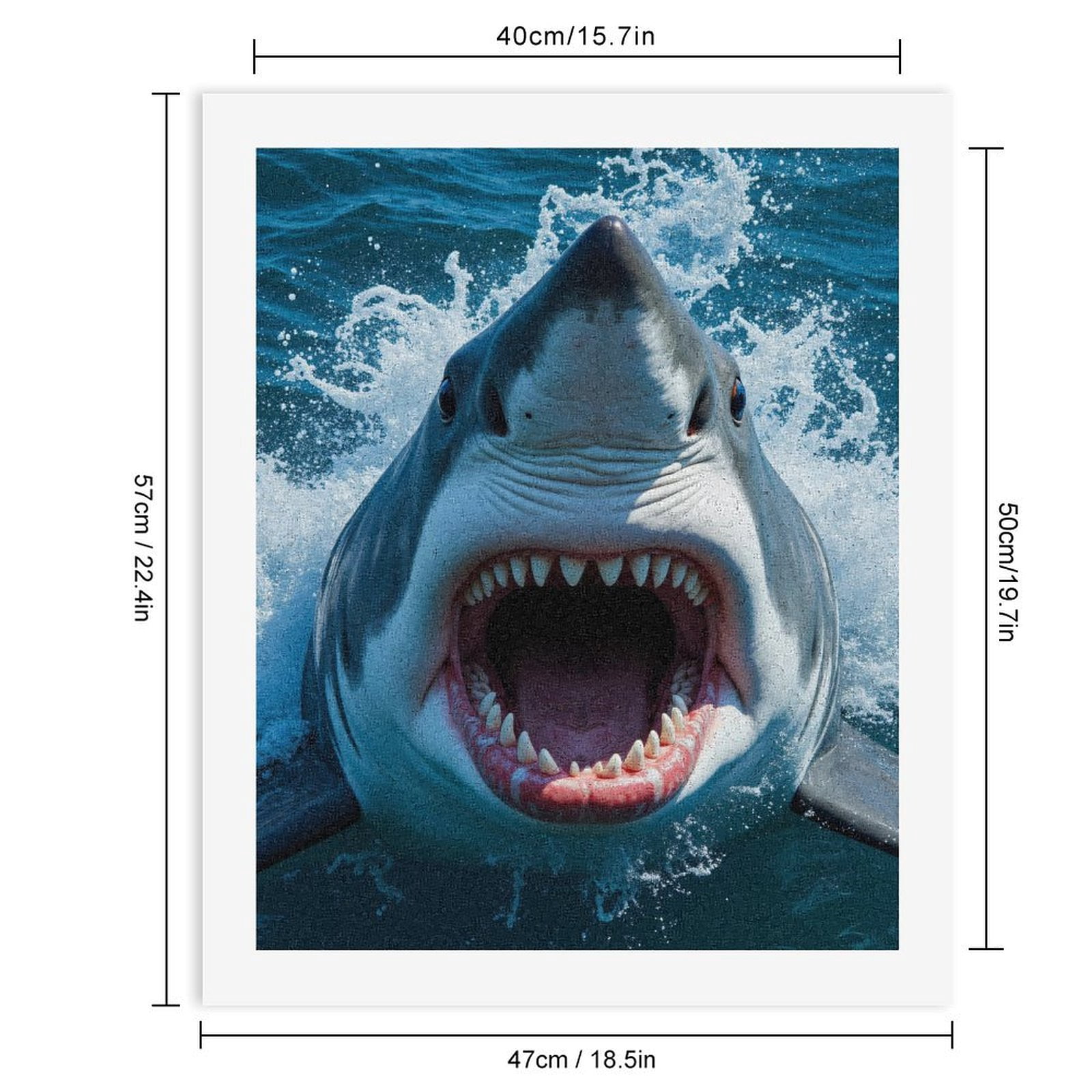 Paint by Numbers Kit for Adults, Open Ocean Great White Shark Paint by Numbers, Easy Paint by Numbers Kit for Adults Beginner, DIY Adult Paint by Number Kits on Canvas, Home Decor