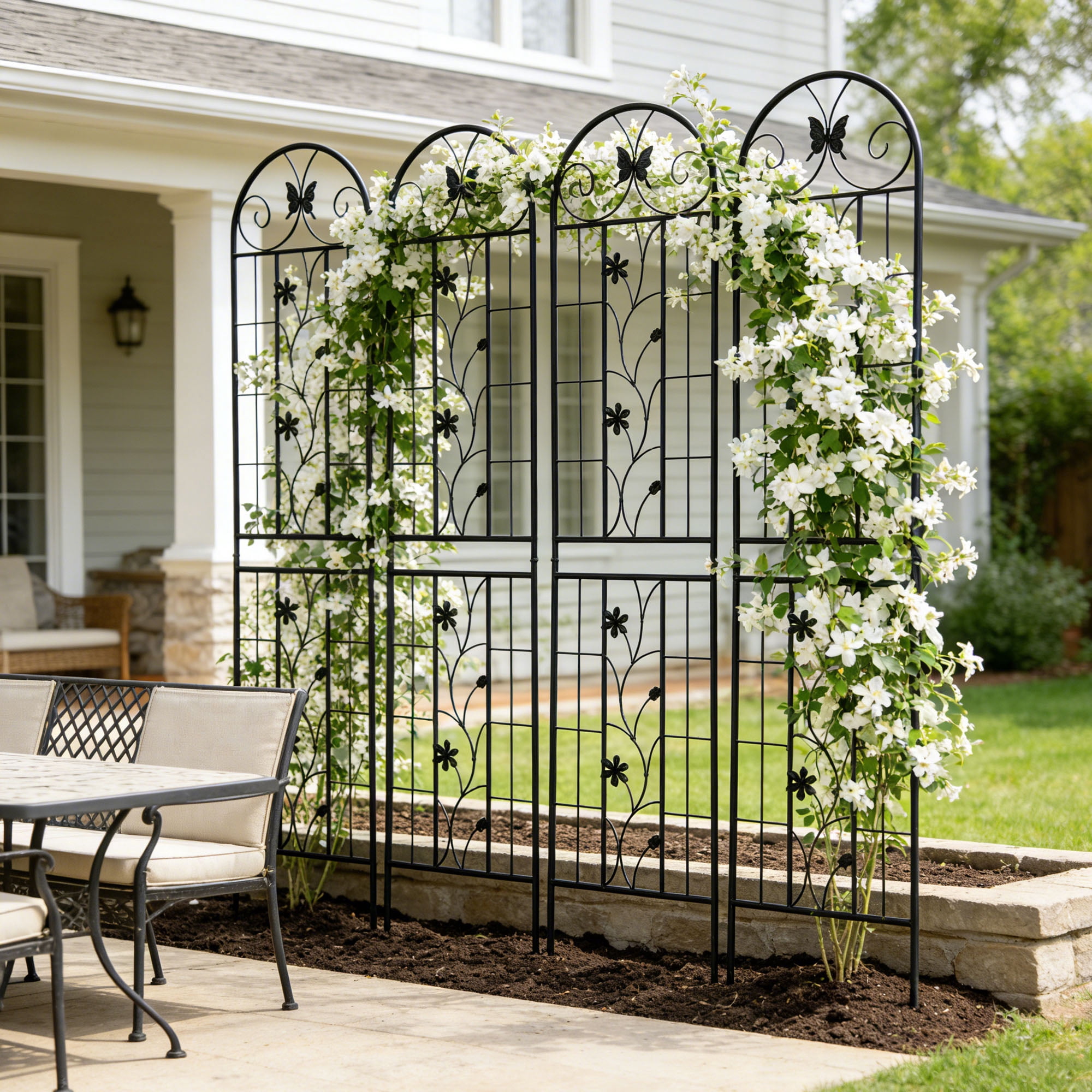 4 Pack 86" H Large Heavy Duty Garden Rustproof Iron Plant Trellis for Potted Plant Support Metal Climbing Rose Trellis Vine Vegetable Cucumber