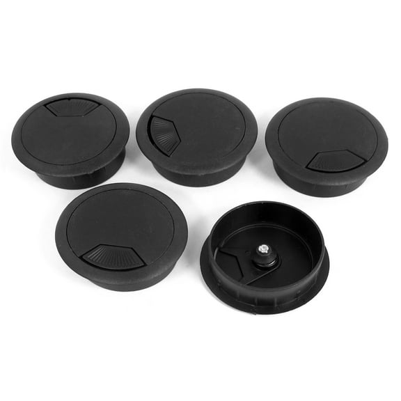 5 PCS Black Plastic Computer Desk Cord Grommet Cable Hole Cover 50mm