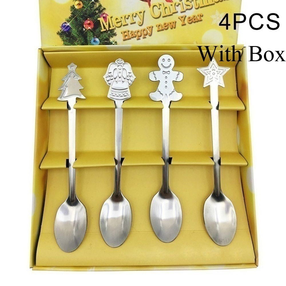 4pcs/set Home & Living Snowman Stainless Steel Christmas Tree Ice Cream
