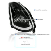 Spec-D Tuning Black Projector Headlights w/ Sequential LED Strip Compatible with 2003-2007 Infiniti G35 Coupe, Left + Right Pair Headlamps Assembly