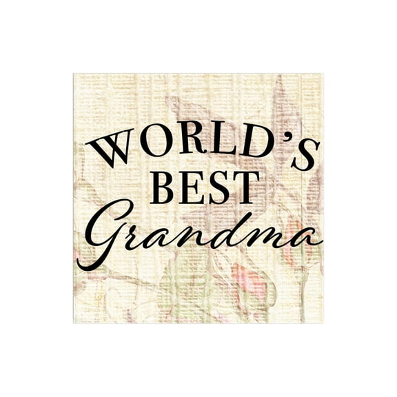 World's Best Grandma Cream Floral 12 x 12 Wood Wall Sign Plaque