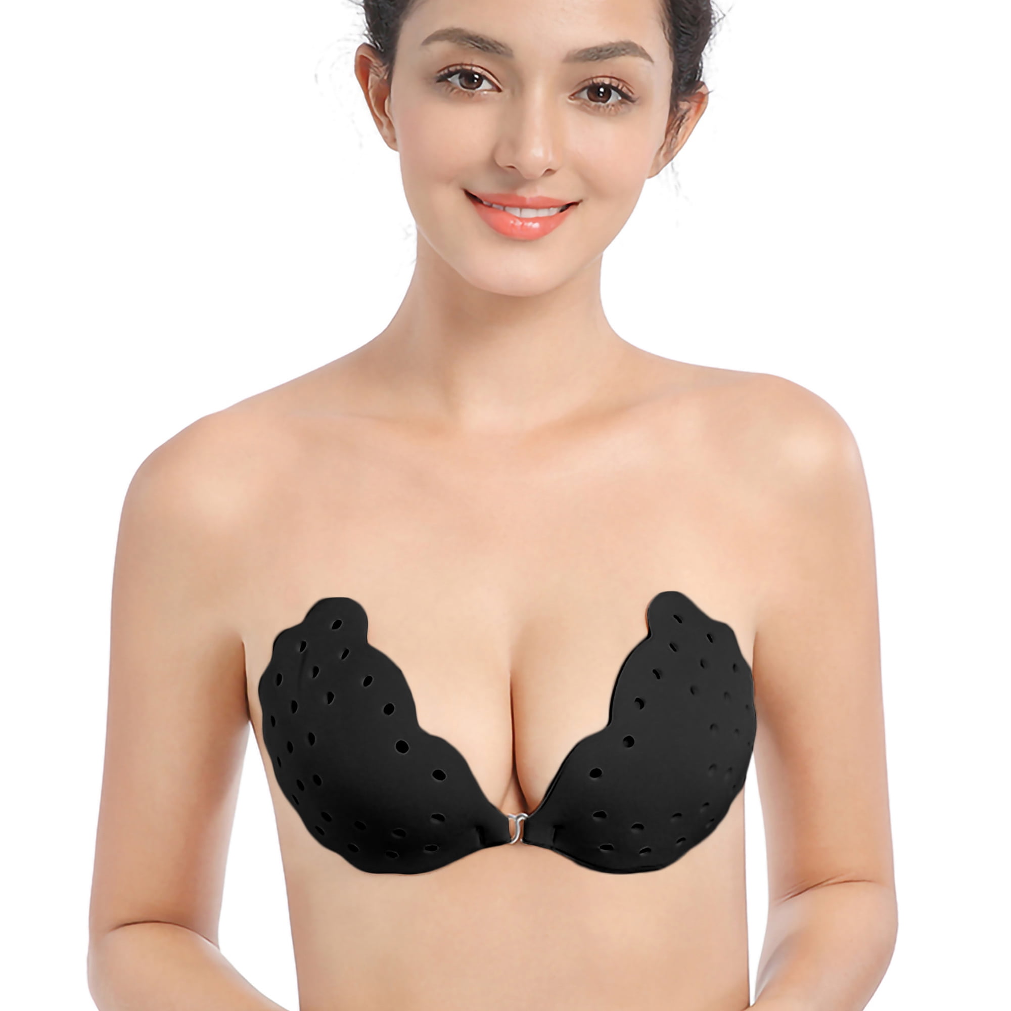LELINTA 1/ 2Packs Self Adhesive Silicone Bra Strapless Bra 3/4 Cup Push up Invisible  Bra Suit For Backless Dresses Wedding Party, Beige/ Black 
