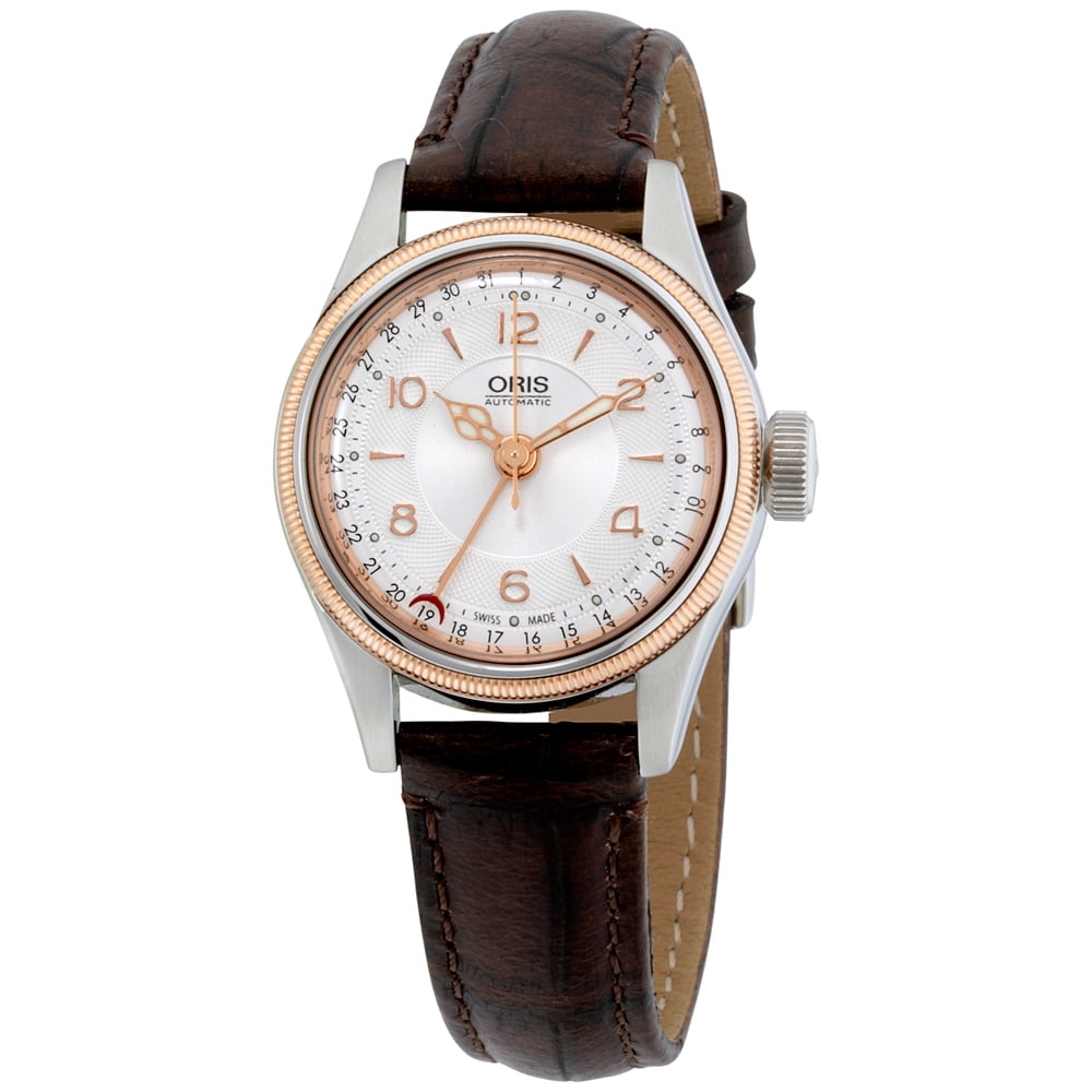 Oris Oris Silver Dial Brown Leather Strap Ladies Watch 59476954361LS