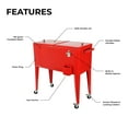 thumbnail image 3 of Permasteel 80-Qt Classic Outdoor Steel Patio Cooler on Wheels, Beverage Rolling Cart, Red, 3 of 8