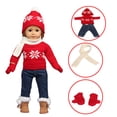 thumbnail image 4 of Vêtements et Accessoires de Poupée de Noël 18 Pouces Inclut Chandails Pantalons Chapeaux Gants Chaussures et Foulards Tenue de Poupée Accessoires de Poupée 18 Po pour Poupée de 18 Pouces Tenue Fille pour Fille Noël Chandails Rouges, 4 of 9