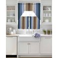 thumbnail image 3 of Blue Brown Swag Curtains for Living Room/Bedroom Windows, Farmhouse Wood Grain Vintage Vertical Striped Kitchen Curtains and Valances Set 36 Inch Length, Light Filtering Swags Valance Curtain Panels, 3 of 5