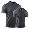 thumbnail image 2 of QATAINLAV Gray Sun Shirts for Men Short Sleeve Rash Guard Fishing Running Tops Outdoor Swim Breathable Quick Dry Tees Shirt L, 2 of 5