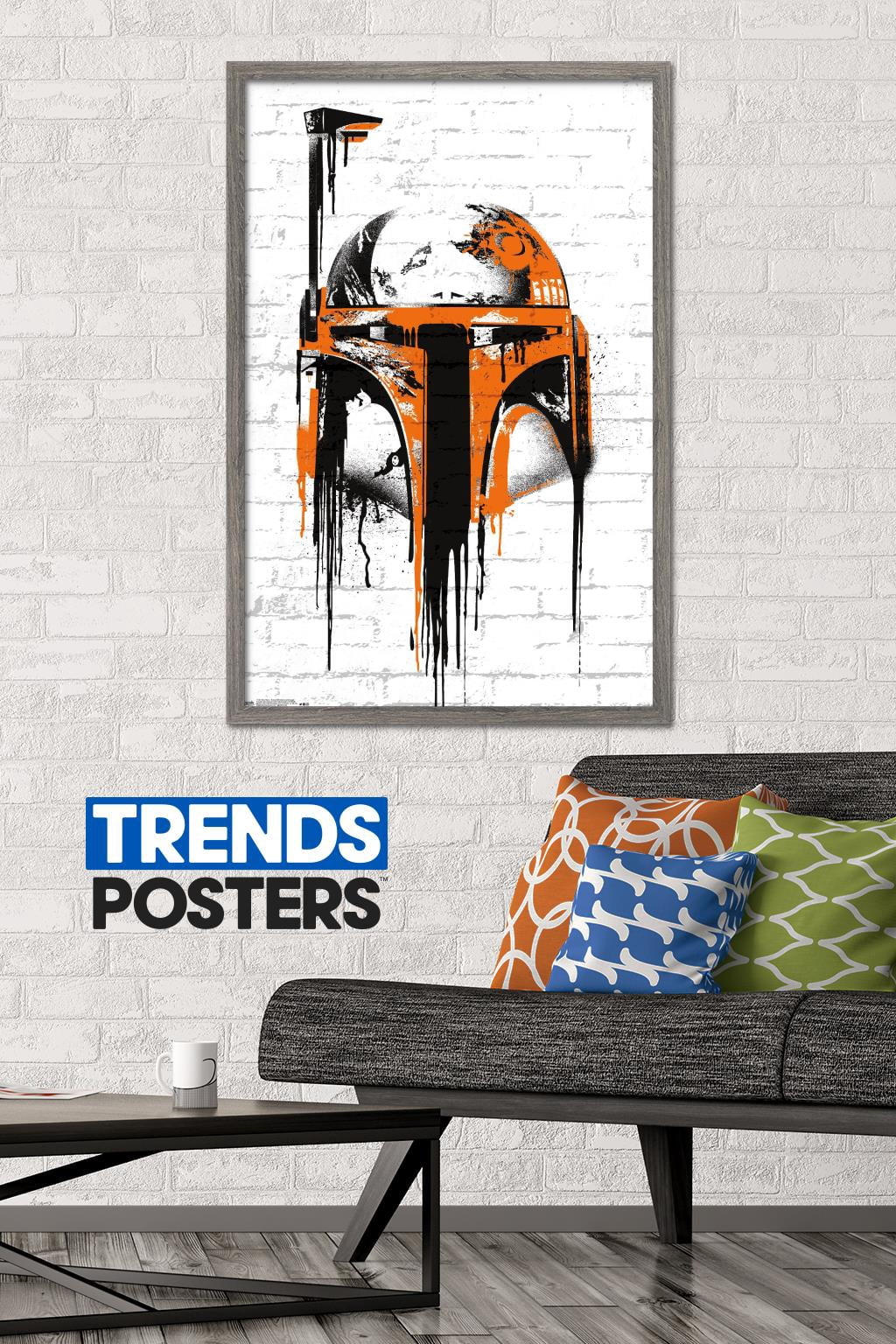 Star Wars: Saga - Boba Fett Black And Orange Wall Poster, 22.375" x 34", Framed