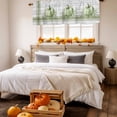 thumbnail image 3 of Green Pumpkin Valances for Windows, 54 x 18in, Thanksgiving Fall Leaf Vintage Wood Grain Rod Pocket Kitchen Valance Curtain Light Filtering Window Treatments for Living Room Bedroom, 1 Panel, 3 of 7