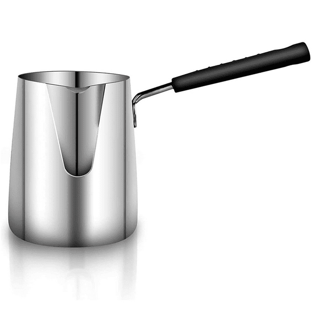 2X 600ML Cafetière Turque en Acier Inoxydable Chauffe-Lait et Café Pot à Fondre Chocolat Beurre