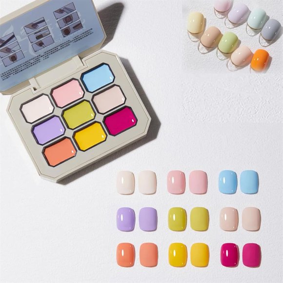 Cream Colour Nail Polish Set, Solid Cream Gel Nail Polish Palette, Long Lasting Solid Nail Polish Palette, Cream Gel Nail Polish (Type B, standard)