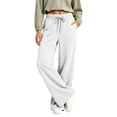thumbnail image 2 of Women's Wide Leg Pants High Waisted Drawstring Elastic Waist Casual Loose Palazzo Solid Color Trousers with Pockets, 2 of 7
