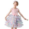 thumbnail image 6 of Little Girl Flower Rainbow Princess Tutu Dress Ruffle Tulle Wedding Birthday Pageant Party Formal Ball Gown, 6 of 6