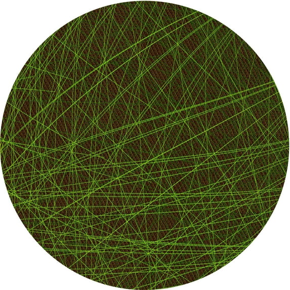 Ahgly Company Machine Washable Indoor Round Transitional Black Brown Area Rugs, 3' Round