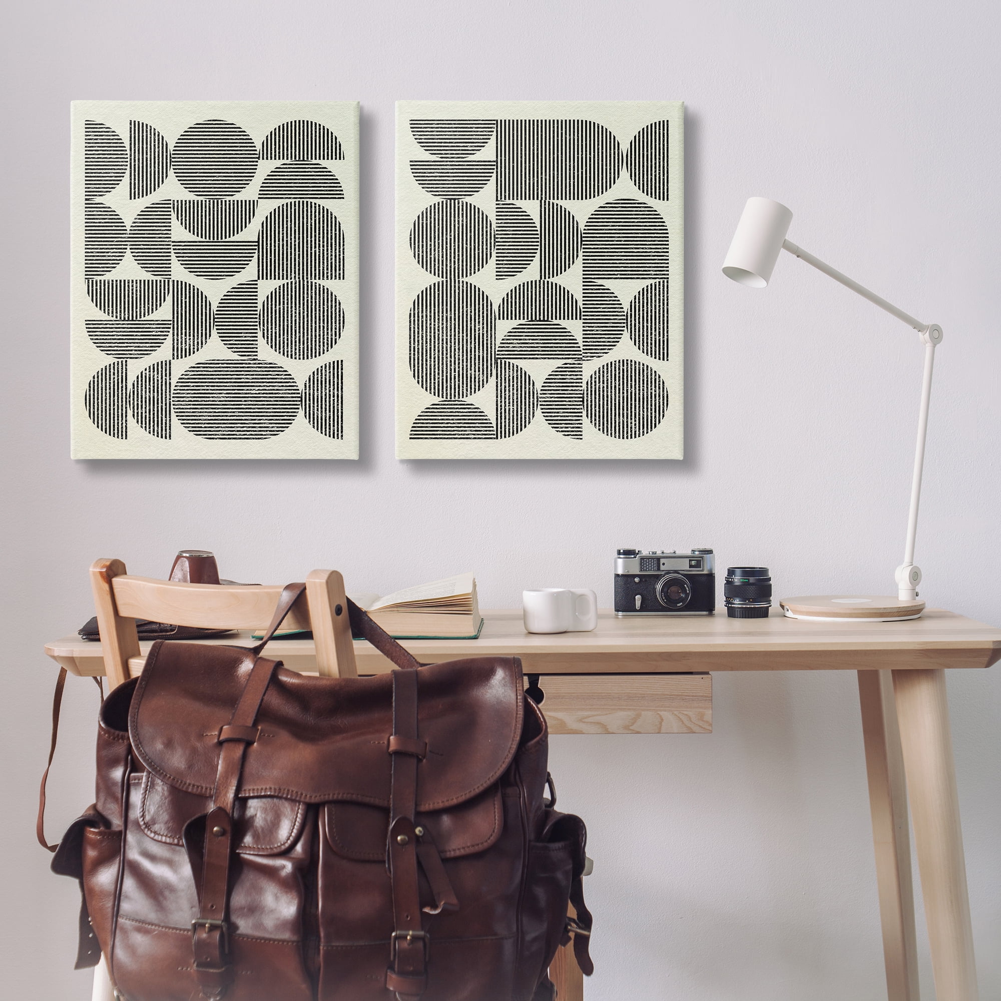 Stupell Industries Minimalist Modern Geometric Abstract Painting Wrapped Canvas Art Print Wall Art, 24 x 30, Set of 2
