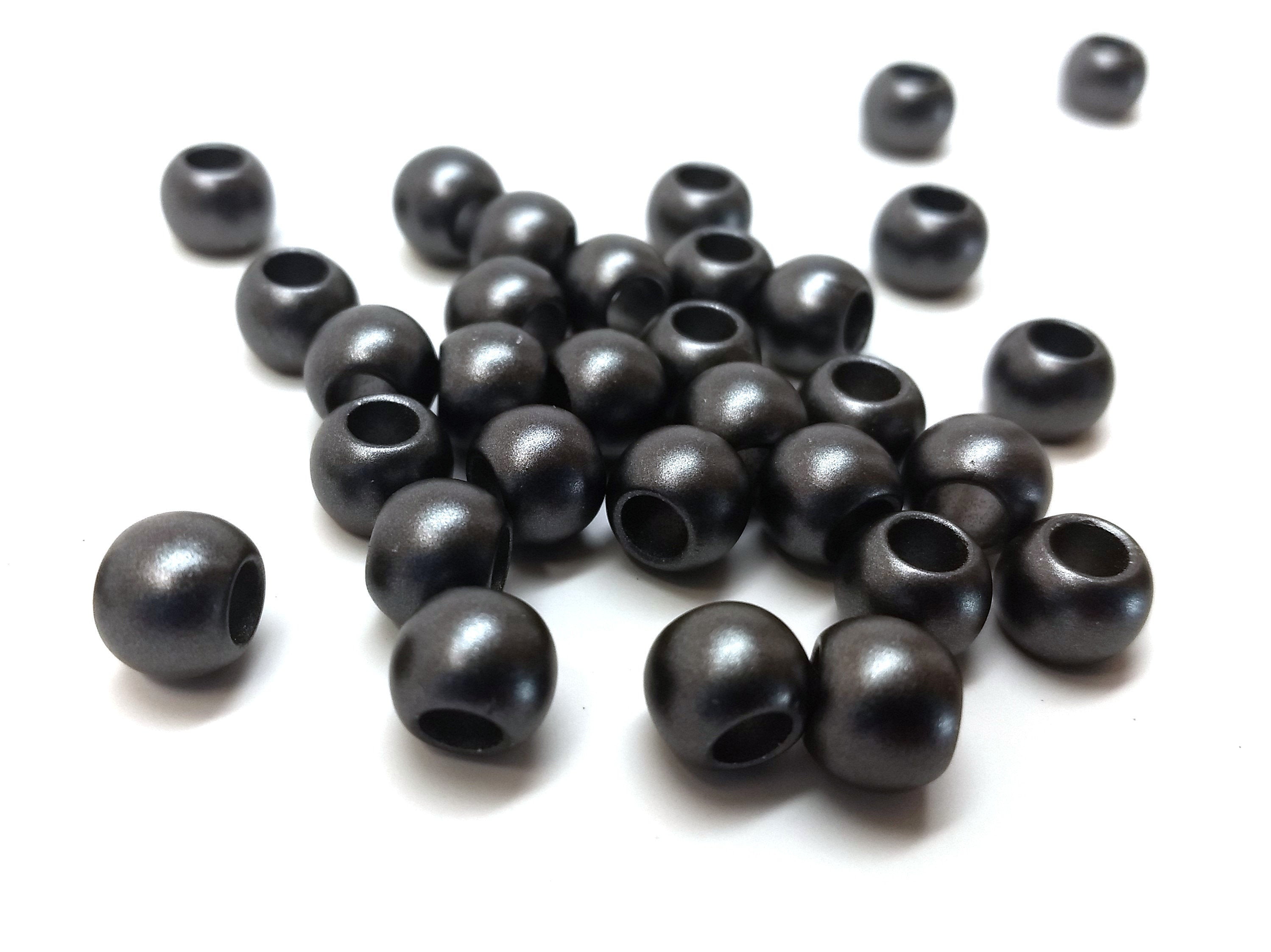 1000 pcs Black Gunmetal Smooth Ball Spacer Beads - 10mm - Large Hole: 4.7mm - MATTE - Fits European Cords and Paracord!