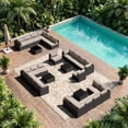 thumbnail image 7 of Patio Furniture Set - All-Weather - 7 Piece Patio Outdoor Conversation Set, Modular Wicker Rattan Sectional Sofa for Backyard, Garden, Poolside, Balcony, Porch, Patio, Black/Khaki, 7 of 7