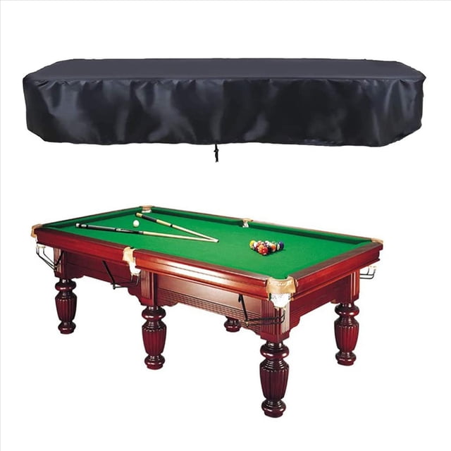 4pcs 8Ft Billiard Pool Table Cover with Drawstring Waterproof Table Cover for Rectangle Table, Black