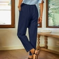 thumbnail image 5 of SDNall Casual Pants for Women Spring and Solid Color Elastic Waist Cotton Linen Versatile Straight Tube Wide Leg Pants Wide Leg Pants Woman Linen Pants Women, 5 of 9
