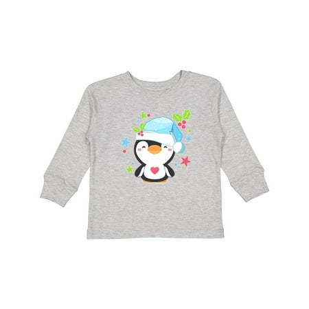 

Inktastic Cute Christmas Penguin with Heart and Holly Gift Toddler Boy or Toddler Girl Long Sleeve T-Shirt