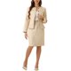 thumbnail image 1 of Conjunto de traje INSPIRE CHIC para mujeres, 2 piezas, chaqueta sin cuello de tweed con peplum y falda, talla XS, beige, 1 of 6