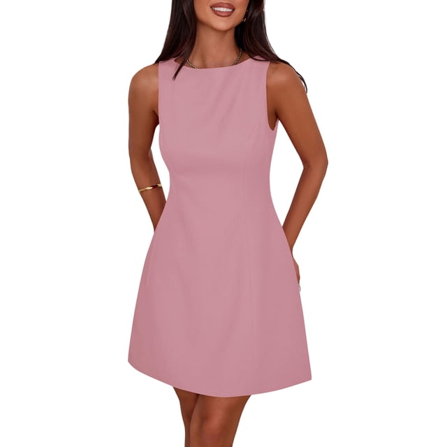 Vestido PRETTYGARDEN Corto para Mujer Verano 2025 Sin Mangas Rosa