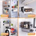 thumbnail image 5 of Magnetic Spice Rack for Refrigerator: Space Saving Fridge Magnet Organizer with Paper Towel Holder & Hook Rack Metal Side of Refrigerator Storage Kitchen Organizer Black Magnetic Shelf, 5 of 6
