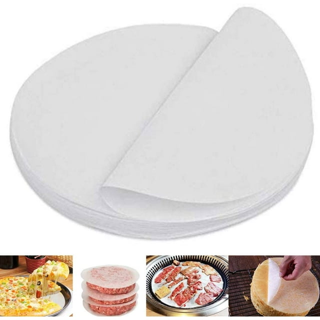 Non-Stick White Round Baking Papers Parchment Paper Baking Accessory Baking Parchment Paper Round Cakes for Cake Baking, Baking, Cheesecakes (100 Sheets)