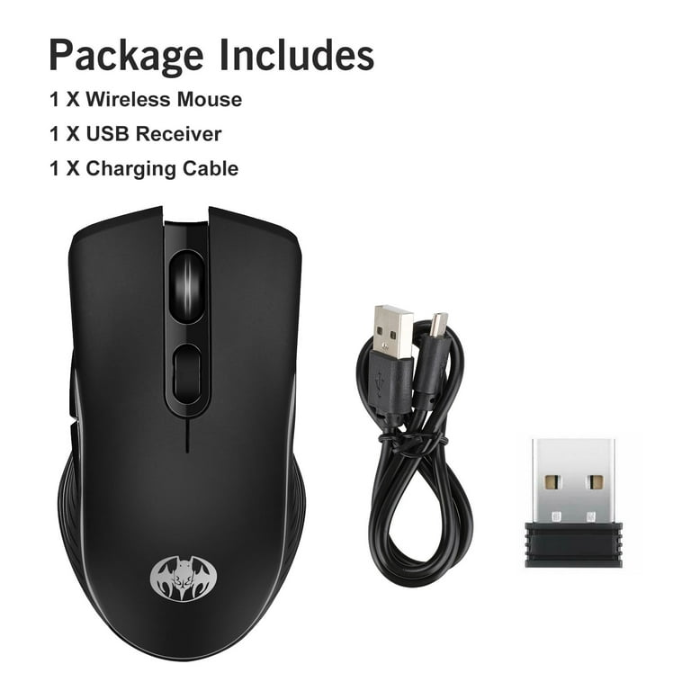 TSV Wireless Gaming Mouse, Rechargeable RGB Backlit, 3 DPI Levels