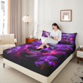 thumbnail image 3 of Castle Fairy Mystic Skull King Sheets 4pcs,Happy Halloween Bedding,Lavender Black,1 Fitted Sheet,1 Flat Sheet and 2 Pillowcases, 3 of 6