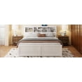 thumbnail image 2 of King Size Wood Platform Bed with 6 Storage Compartments & 2 Drawers, USB & Charging Station, White, 2 of 16