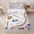 thumbnail image 2 of Homewish Cute Baseball Zipper Full Size Comforter Sets with Fitted Sheet and 2 Pillowcases, Blue Softball Cap Zipper Bedding Set for Boys and Girls, Reversible, 4pcs, 2 of 6