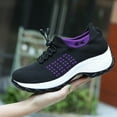 thumbnail image 7 of OHGOD Women Gym Shoes - Tennis Mujer - Gym Sneakers for Women - Women's Memory Foam Sneakers - Stylish Air Cushion Slip-On Casual Sneakers for All-Day Comfort - Dark Purple - 6, 7 of 7