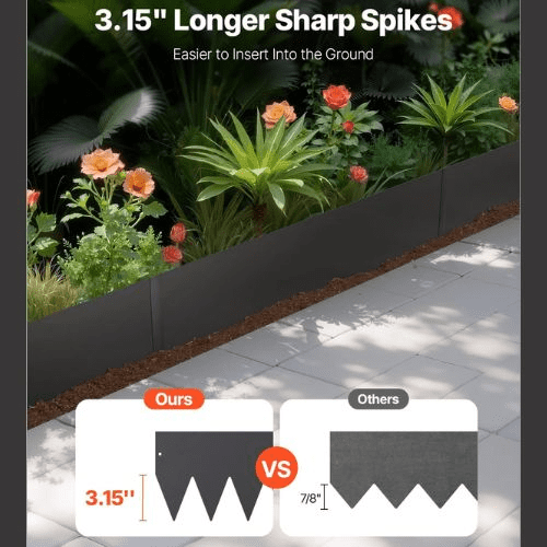 39 x 4 Inch Rust-Resistant Garden Edging Border Steel Landscape Edging ZY-39X4Grey (Pack of 5)