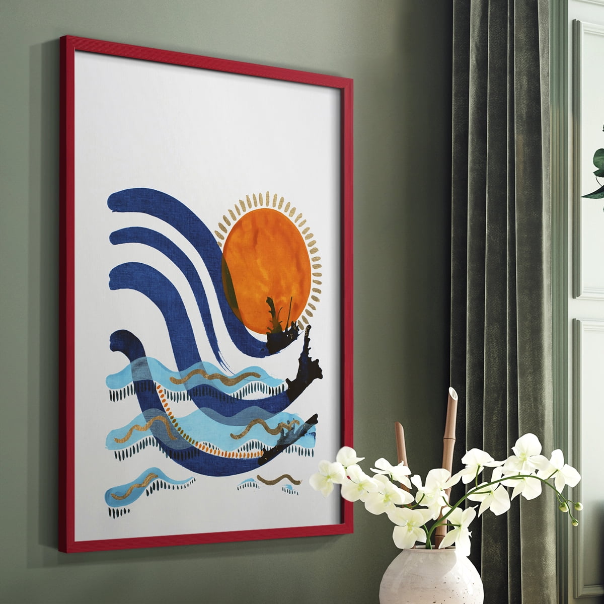 What a Way to Spend the Day Framed Print in Red Solid Wood 8 x 10 Framed Print