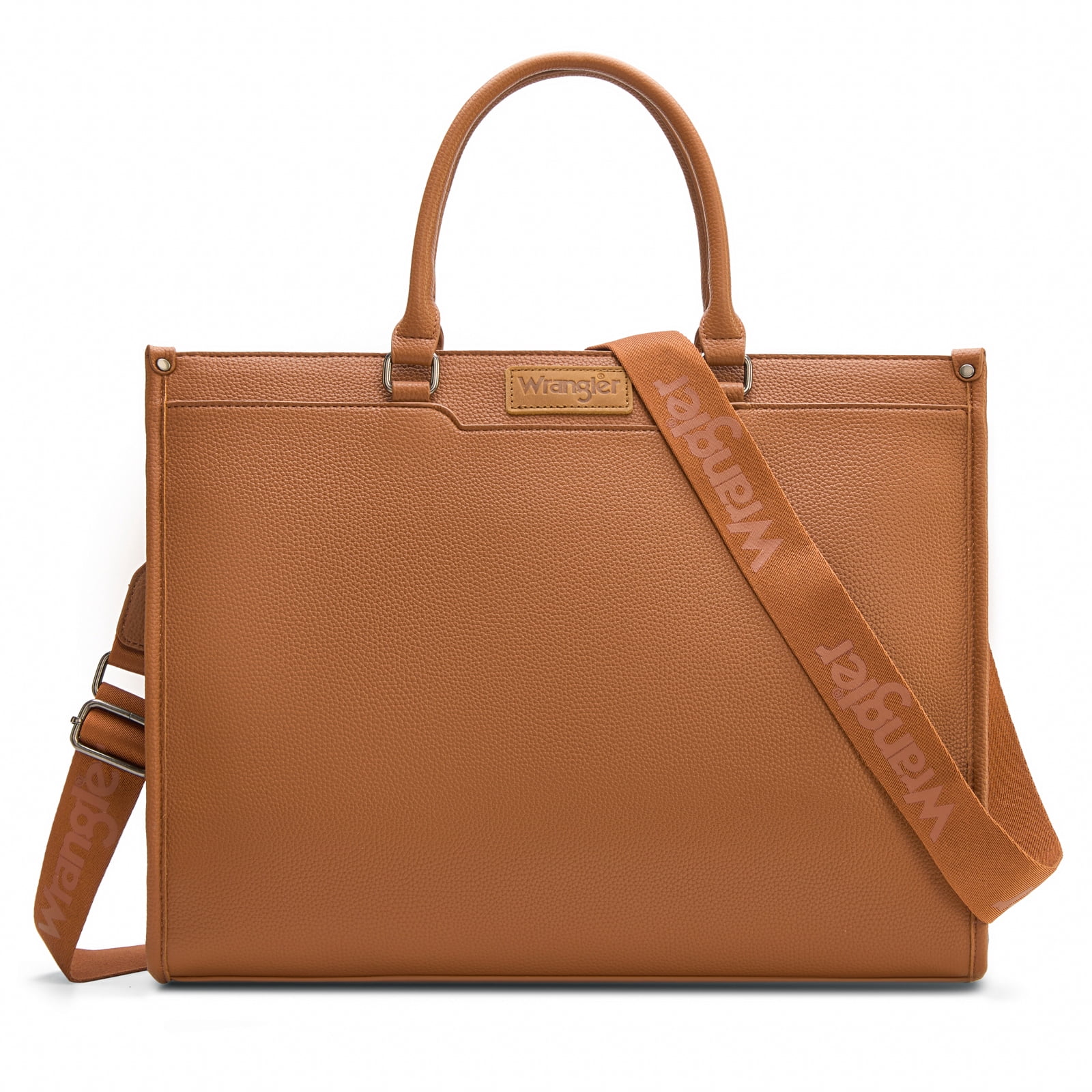Wrangler Laptop Tote Bag for Women Western Style Work Crossbody Bag, Cow-Brown