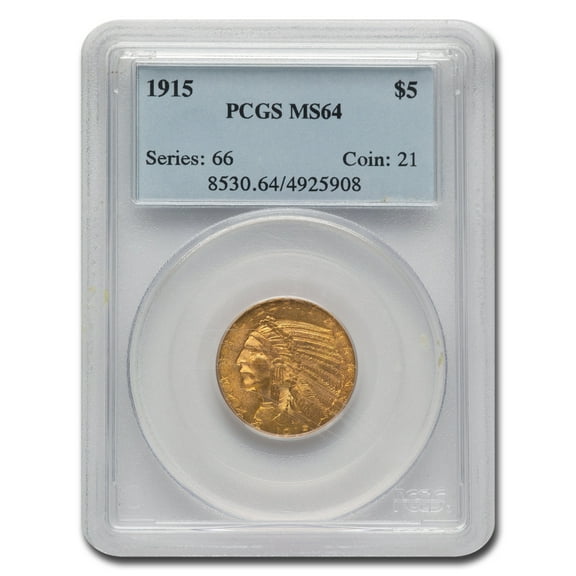 1915 $5 Indian Gold Half Eagle MS-64 PCGS