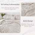 thumbnail image 4 of RYNGHIPY Jacquard Tufts Bedding Set Queen Size 3 Pcs Bohemian Geometric Cream Quilt Sets Soft Lightweight Microfiber Bed Comforter Set for All Seasons (Queen,Cream Beige), 4 of 8
