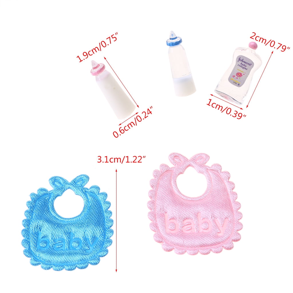New 1:12 Baby Bottles Shampoo Bib Set Doll House Miniature Nursery Accessory HOT 